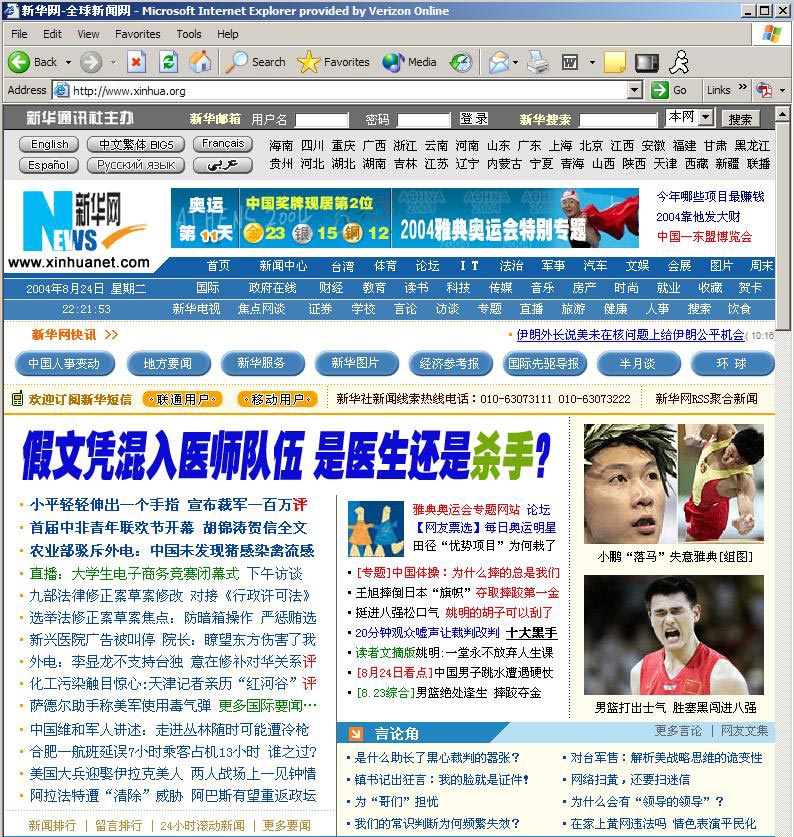 Figure 3. Proper display of Chinese Web Page